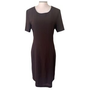 BOTTEGA  VENETA  Wool Blend Shift Dress Lined Short Sleeve Size 42 Brown Italy